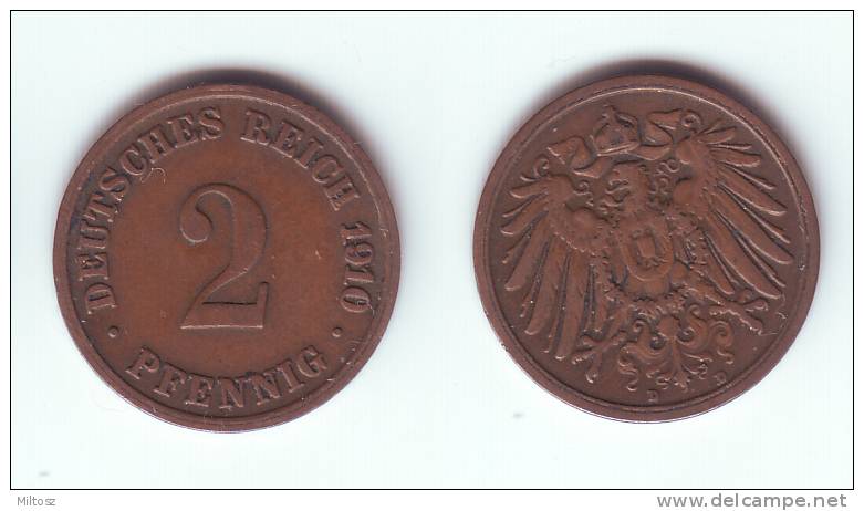 Germany 2 Pfennig 1910 D - 2 Pfennig