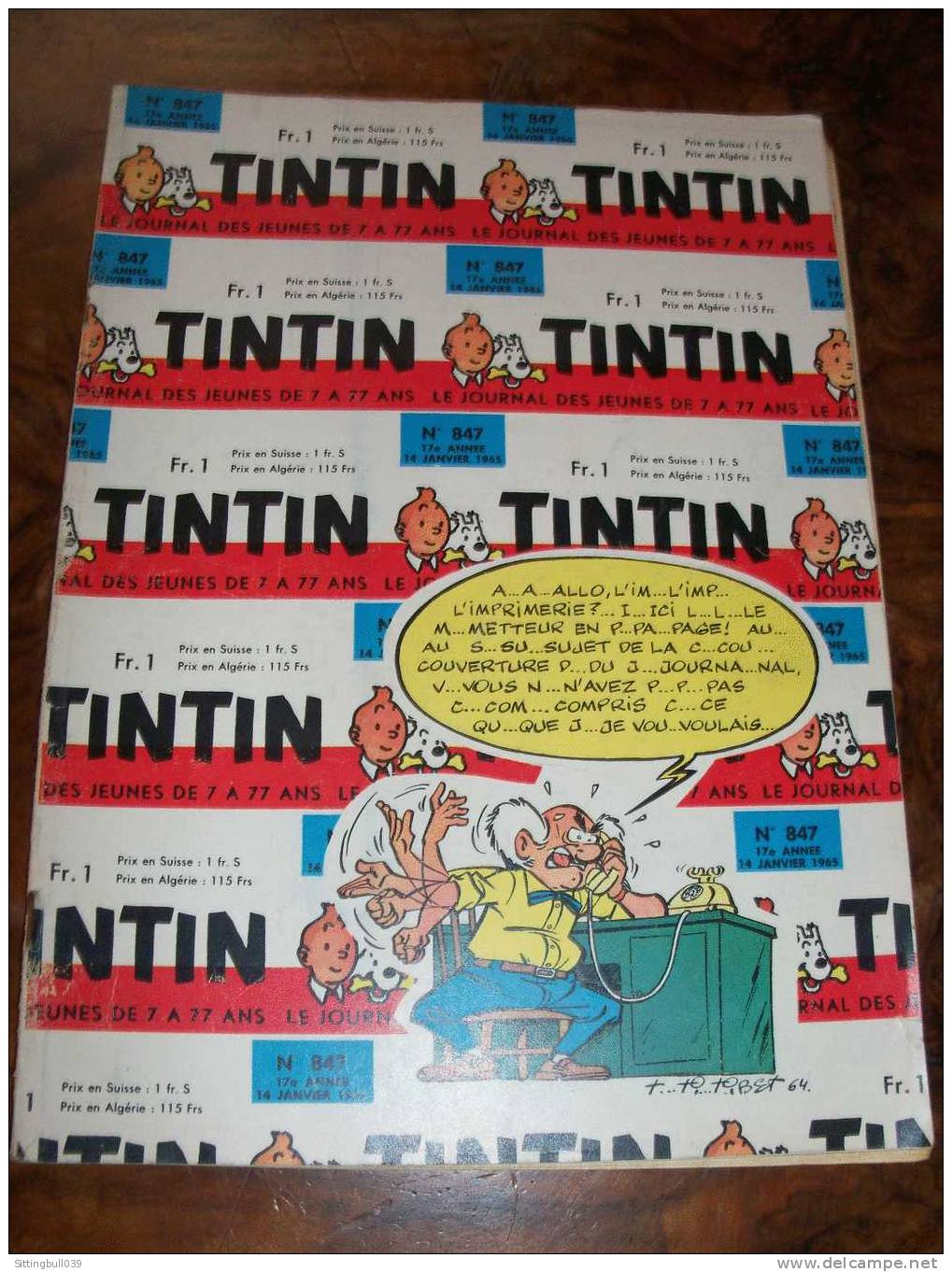 TINTIN N° 847 Du 14 Janv. 1965. Tintin Et Milou, En 1ère De Couverture. - Tintin