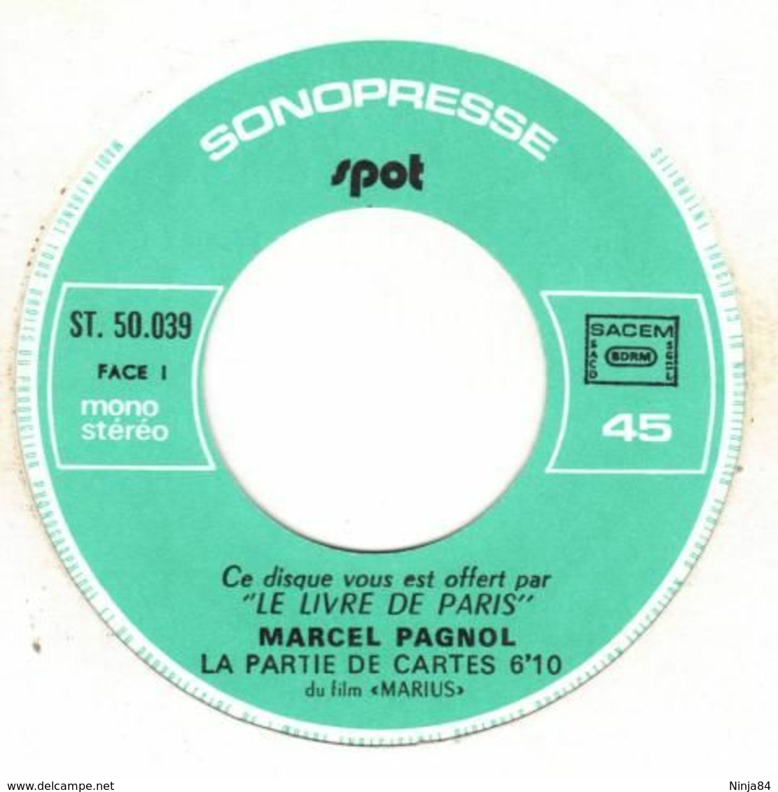 SP 45 RPM (7")  B-O-F  Marcel Pagnol / Raimu / Charpin / Vattier / Dullac  "  La Partie De Cartes  " - Soundtracks, Film Music