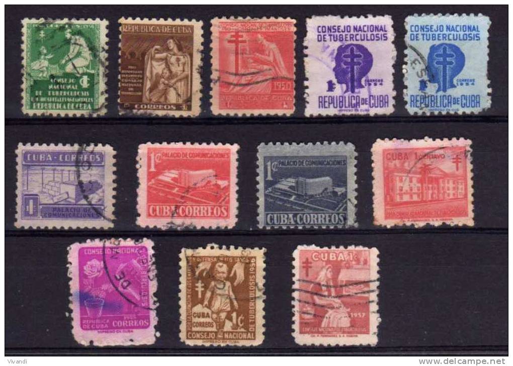 Cuba - 1938/57 - Obligatory Tax Stamps - Used - Oblitérés