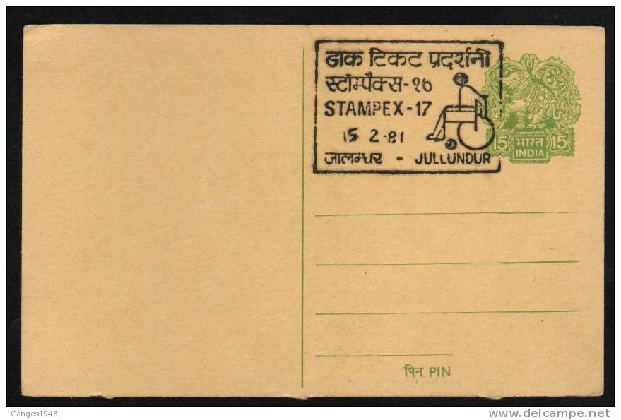 Patient On Wheel Chair Cachet On Elephant Postcard # 20261 Inde Indien India - Handicaps