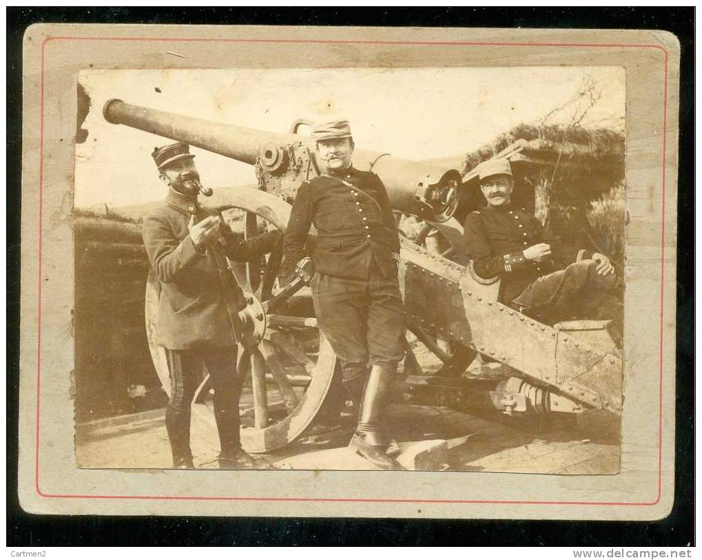 PHOTOGRAPHIE CARTONNEE : CANON PIECE D'ARTILLERIE MILITAIRE SOLDAT A MORT-HOMME GUERRE VERDUN - Guerra, Militares