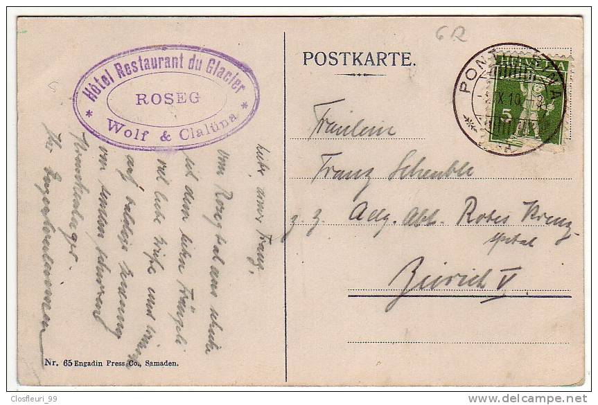 Roseg Gletscher Mit Kuhen / Hôtel Restaurant Wolf & Claluna, 4.IX.1910 - Other & Unclassified