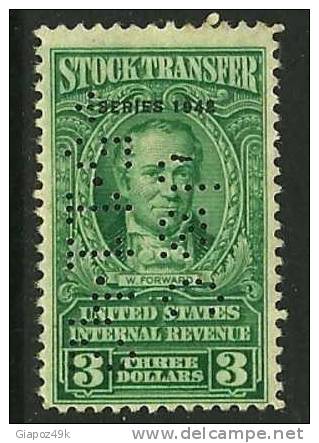 ● STATI UNITI 1942 - STOCK TRANSFERT - N. ? Usato  PERFIN - Cat. ? € - Lotto N. 2090 - Perfin