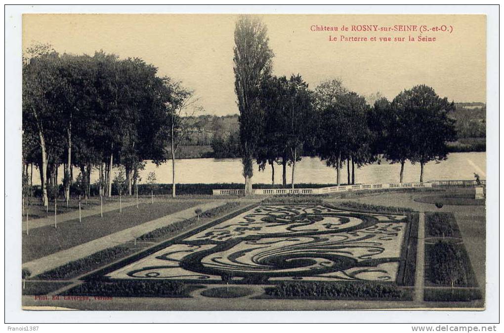 Ref 173 - ROSNY-sur-SEINE - Château - Le Parterre Et Vue Sur La Seine - Rosny Sur Seine