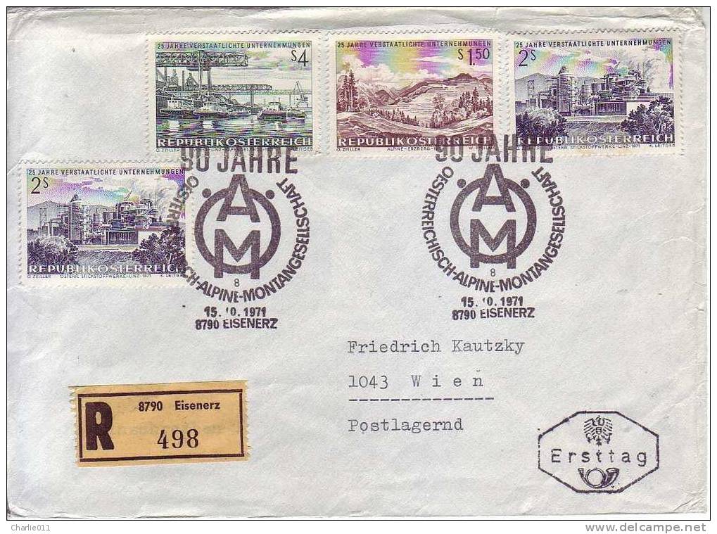 INDUSTRY-SET-FDC-REGISTERED-SPEC  POSTMARKS-AUSTRIA-1971 - Storia Postale