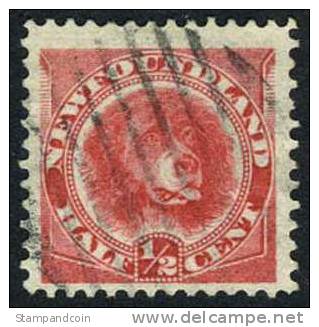 Newfoundland #56 Used 1/2c Rose Red Newfoundland Dog From 1887 - 1865-1902