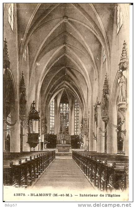 54 - MEURTHE ET MOSELLE  - BLAMONT - Intérieur De L´Eglise -  8,8 X 13,9 - Blamont