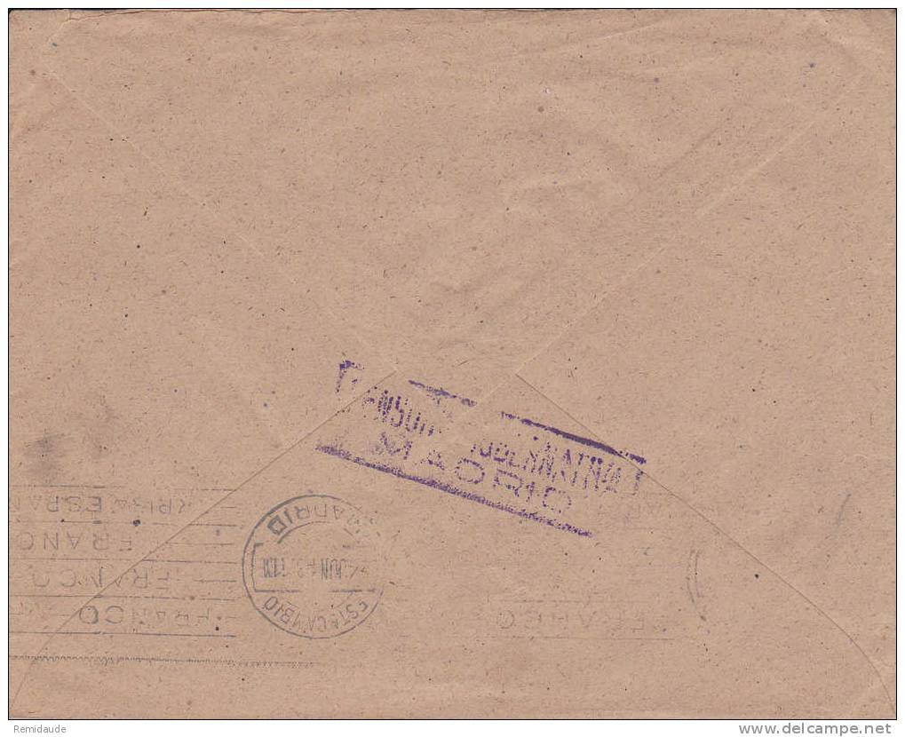 ESPAGNE - 1943 - LETTRE COMMERCIALE DE MADRID POUR MARBURG (ALLEMAGNE) - CENSURES MADRID + ALLEMANDE - Covers & Documents