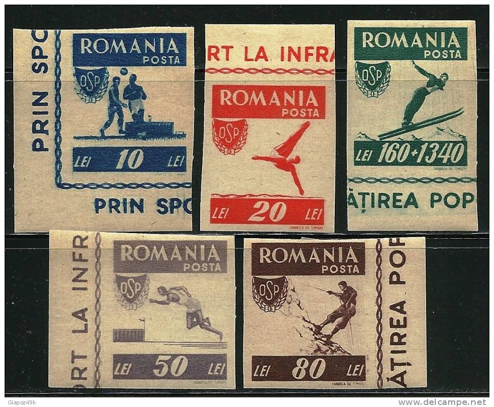 ROMANIA 1946 - SPORT -  N. 916 / 20  * NON DENT. Serie Completa - Cat. ? € - Lotto N. 1294 - Neufs