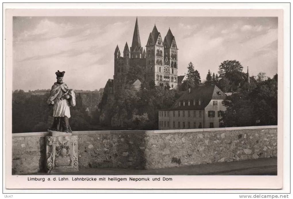 -  Limburg A. D. Lahn Lahnbrücke Mit Heiligem Nepomuk Und Dom - Carte Photo - - Limburg