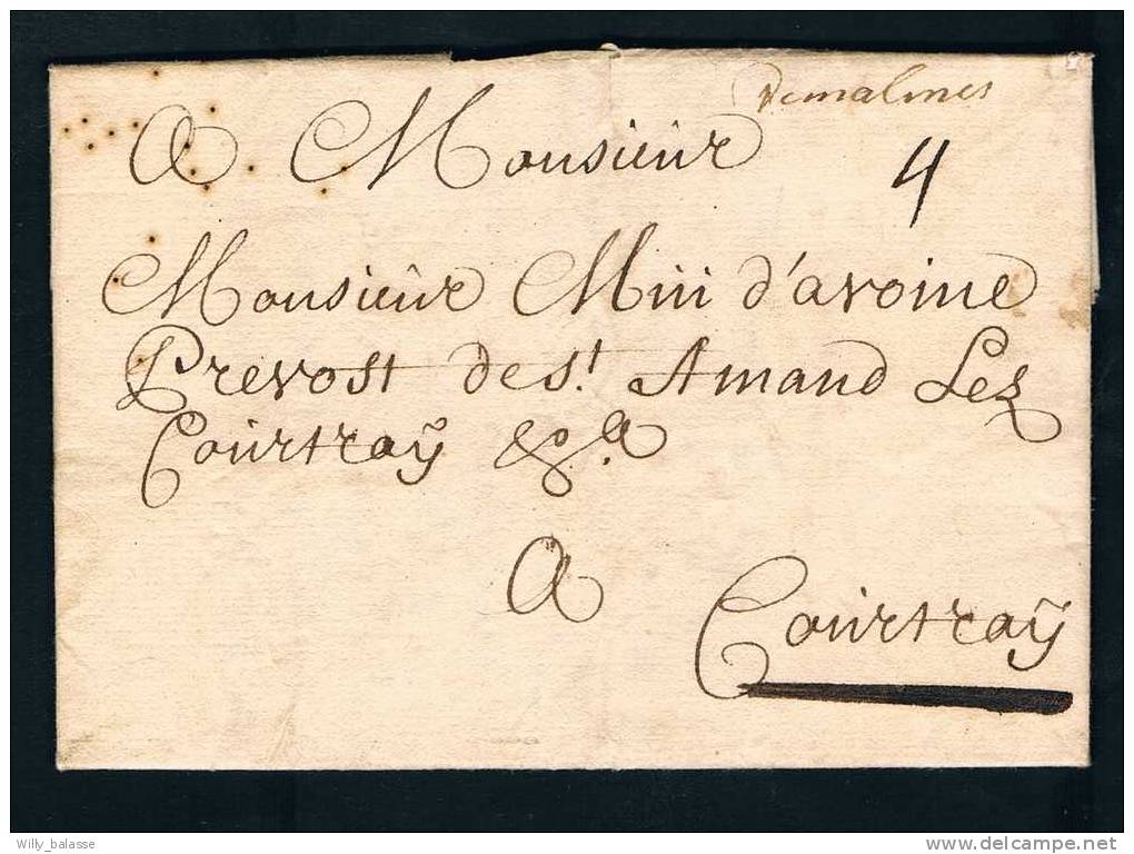 Belgique Precurseur 1731 Lettre Avec Manuscrit " De Malines" + 4 Pour Courtray - 1714-1794 (Oesterreichische Niederlande)