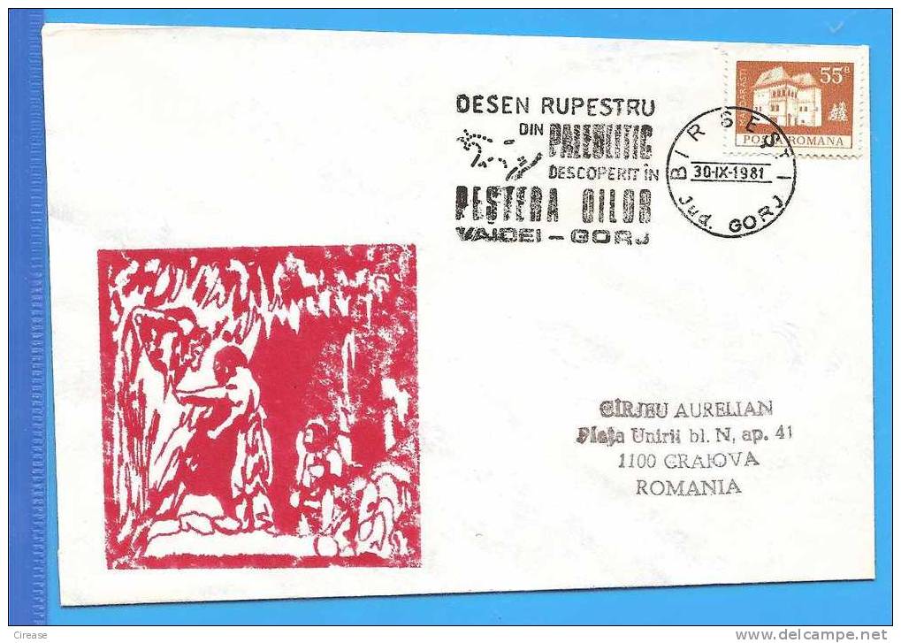 Prehistory. Cave Drawings, Neolithic, Paleolithic, Cave Oilor. ROMANIA Cover 1981 - Prehistory