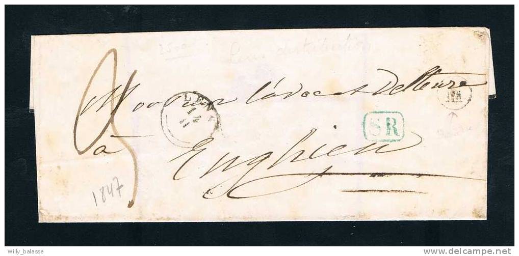 Belgique Precurseur 1847 Lettre St T18 LENS + Boite M + SR Bleu - 1830-1849 (Belgica Independiente)