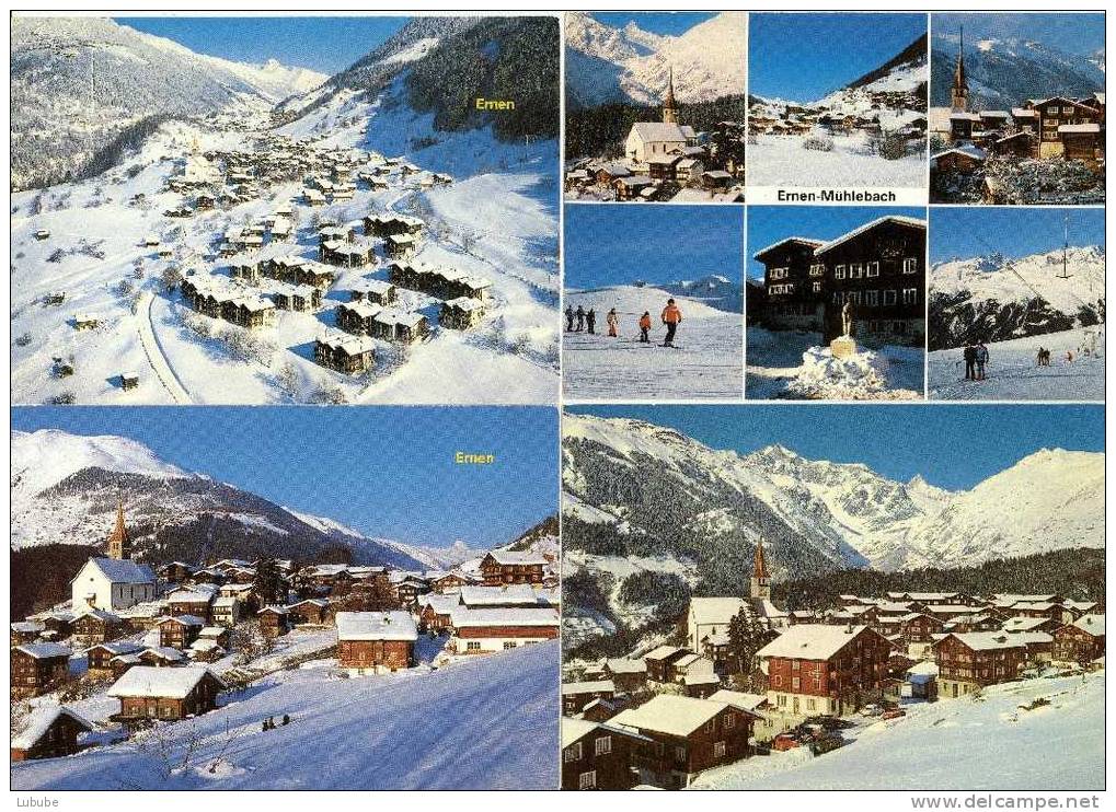 Ernen - Dorf Im Winter  (4 Karten)     Ca. 1980 - Ernen