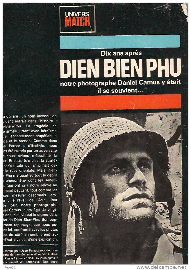 Guerre D'indochine-dien Bien Phu-supplément De Match-photographe Daniel Camus - Documents