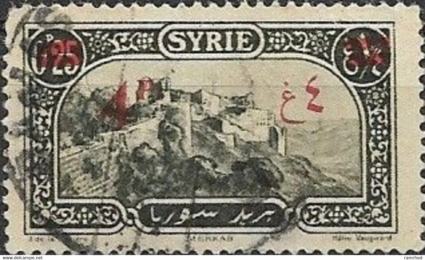 SYRIA 1926 Merkab Surcharged - 4p. On 0p.25 - Black FU (Red Ink Surcharge) - Oblitérés