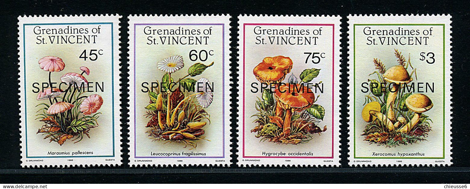 St Vincent Grenadines **n° 467 à 470 -Spécimen -  Champignons (lot 3) (14 P31) - St.Vincent (1979-...)