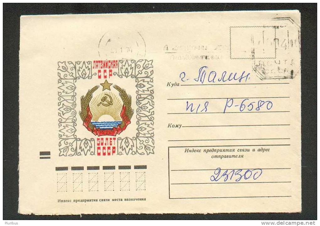 LATVIA USSR,   COAT OF ARMS ,  1972,  COVER USED 1973 FRANKING METER - Briefe U. Dokumente