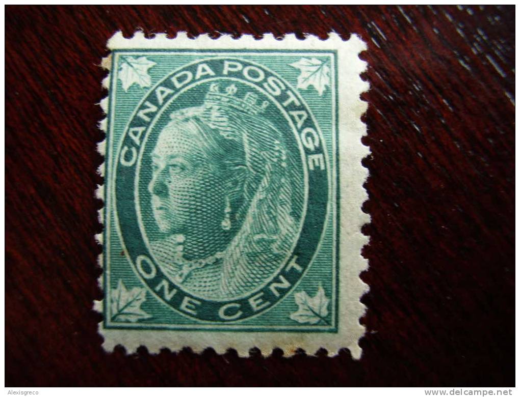 CANADA 1897-1898 VICTORIA ONE CENT BLUE-GREEN Mint/Hinge. - Unused Stamps