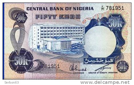 MONNAIE 2 BILLETS DE FIFTY KOBO NEUFS AFRIQUE SEPTENTRIONALE NIGERIA N° F 93 - 781944 ET N° F 93 - 781951 DEUX SIGNAT - Nigeria