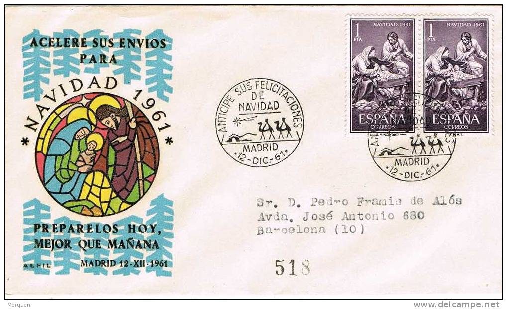 Carta Certificada MADRID 1961. Felicitaciones Navidad - Storia Postale