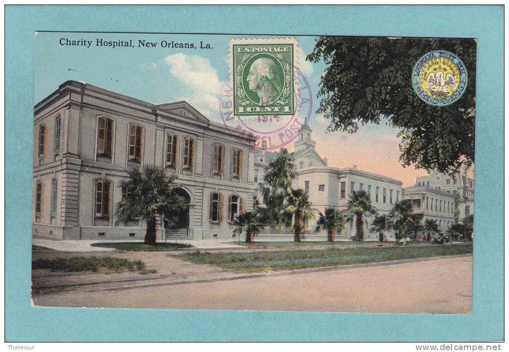 NEW  ORLEANS  -  Charity  Hospital  -  1914  -  BELLE CARTE  - ( LOUISIANA STATE SEAL ) - New Orleans