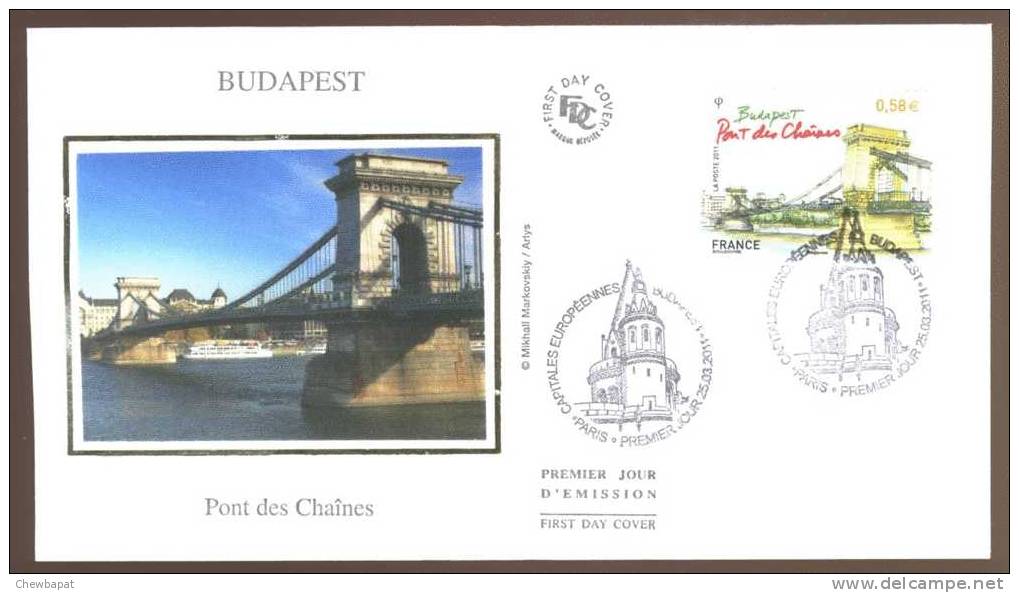 FDC  2011 - Capitales Européennes Budapest  : Pont Des Chaînes- 1er Jour Le 25.03.2011 à Paris - 2010-2019