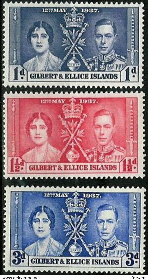 GILBERT & ELLICE ISLANDS..1937..Michel # 35-37...MLH. - Gilbert & Ellice Islands (...-1979)