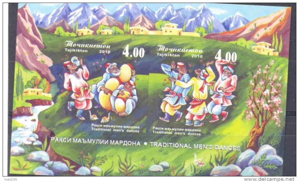 2010. Tajikistan, National Dances, S/s IMPERFOARED, Mint/** - Tajikistan