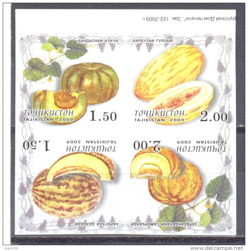 2009. Tajikistan, Melons, 4v IMPERFORATED, Mint/** - Tadjikistan