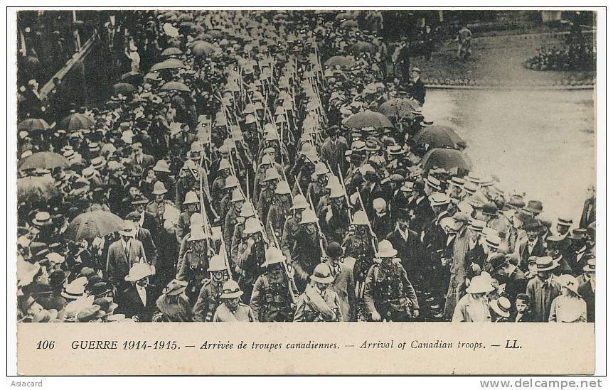 WWI 1914 Arrival Of Canadian Troops LL Paris To Miss Mitterrand Bourges - Non Classés