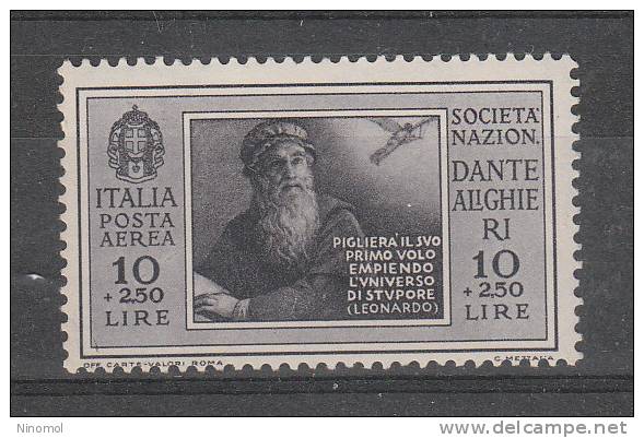 Italia  -   1932.  Soc.  D. Alighieri.  Aerea (10 + 2,5 )£.  MNH,  Gomma  Integra. - Posta Aerea