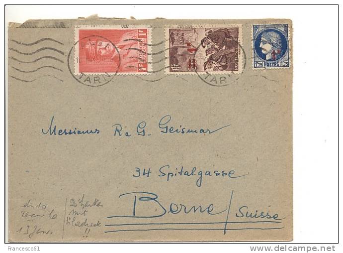 1047$$$ 1941 Francia France 3 Stamps GEMELLI Cover To Suisse - Storia Postale
