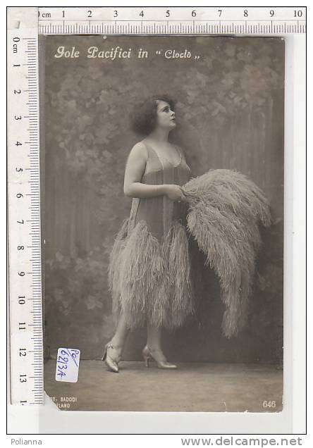 PO6213A# CINEMA CABARET - CANTANTE SOUBRETTE - JOLE PACIFICI - OPERETTA - DECO - Fot.Badodi - VENTAGLIO STRUZZO  No VG - Cabarets