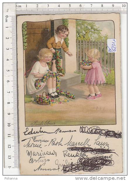 PO6231A# Illustrata Pauli Ebner - BAMBINI Con GHIRLANDE Di FIORI  VG 1938 - Ebner, Pauli