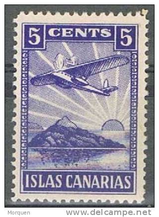 Islas Canarias 5 Cts Azul Violeta, Guerra Civil * - Spanish Civil War Labels