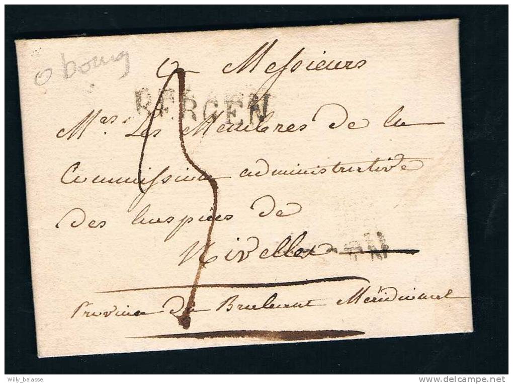 Belgique Précurseur 1826 Lettre Datée D'Obourg Avec Marque BERGEN. - 1815-1830 (Periodo Holandes)