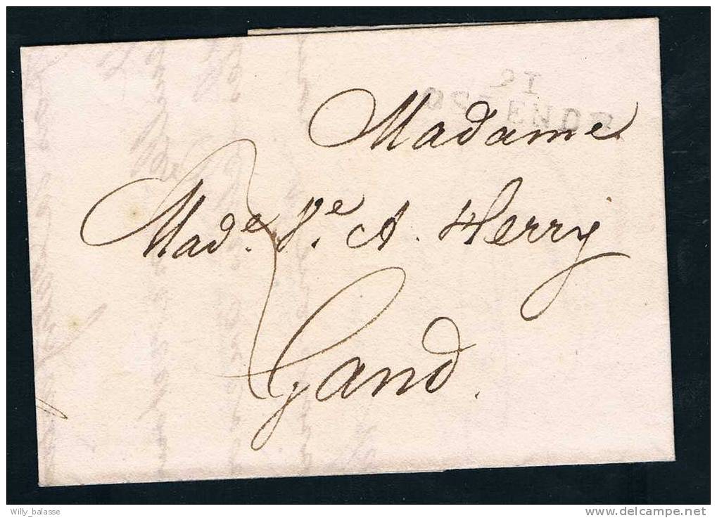 Belgique Précurseur 1813 Lettre Avec Marque 91/OSTENDE. - 1794-1814 (French Period)