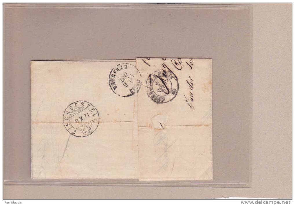 NAPOLEON III - 1871 - YVERT N°30 Seul Sur LETTRE DE RUGLES (EURE) POUR BISCHOFSZELL (SUISSE) - GRIFFE PD - 1863-1870 Napoléon III Lauré