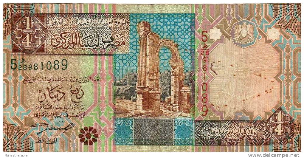 Libye Libya : 1/4 Dinar 1991 : Moyen Etat - Libya