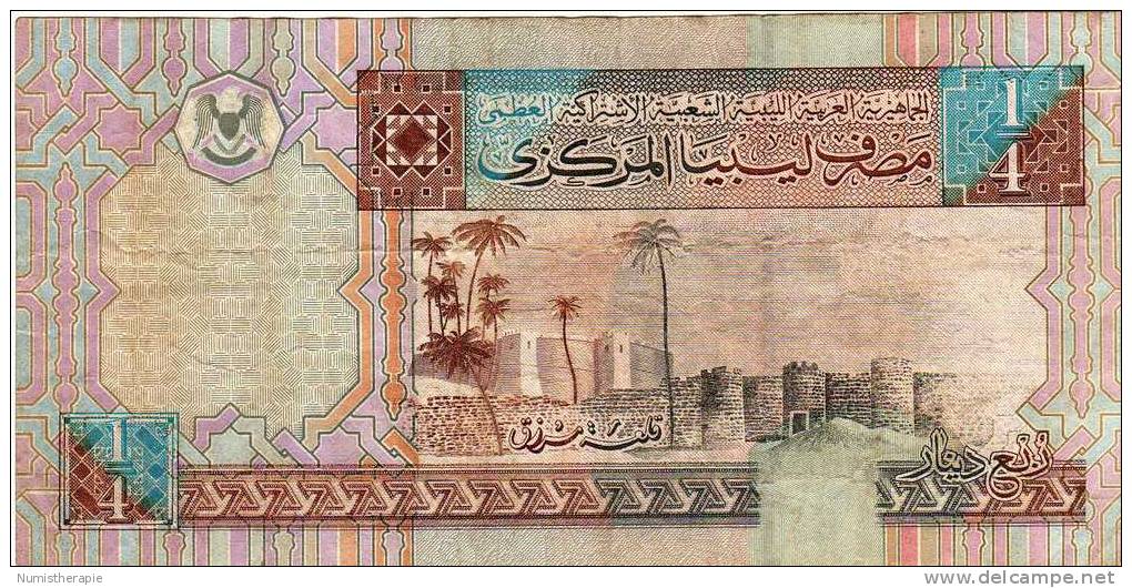 Libye Libya : 1/4 Dinar 1991 : Moyen Etat - Libya