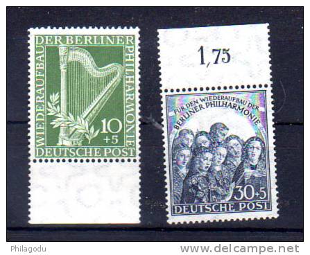 1950  Orchestre Philharmonique De Berlin, 58 / 59**, Cote 200 €  Harpe  Anges  Angels - Unused Stamps