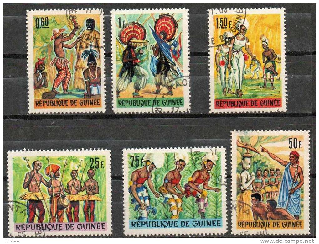 2  REPUBLIQUE DE  GUINEE-1966-Michel 342-47-Usado C/goma-  Danzas - República De Guinea (1958-...)