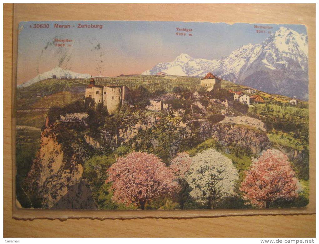 ITALY Merano Meran Zenoburg Austria Mals - Bozen Cancel To Sweden Dolomiti Dolomites Mountains Card Italia - Altri & Non Classificati