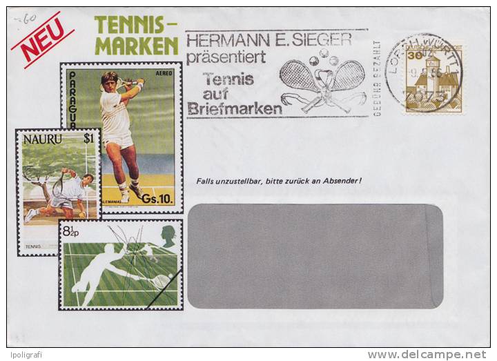Germany (Bundesr.) - 1986 - Special Cancellation - Tennis, Balls & Rackets - 9-5-86 - Tennis