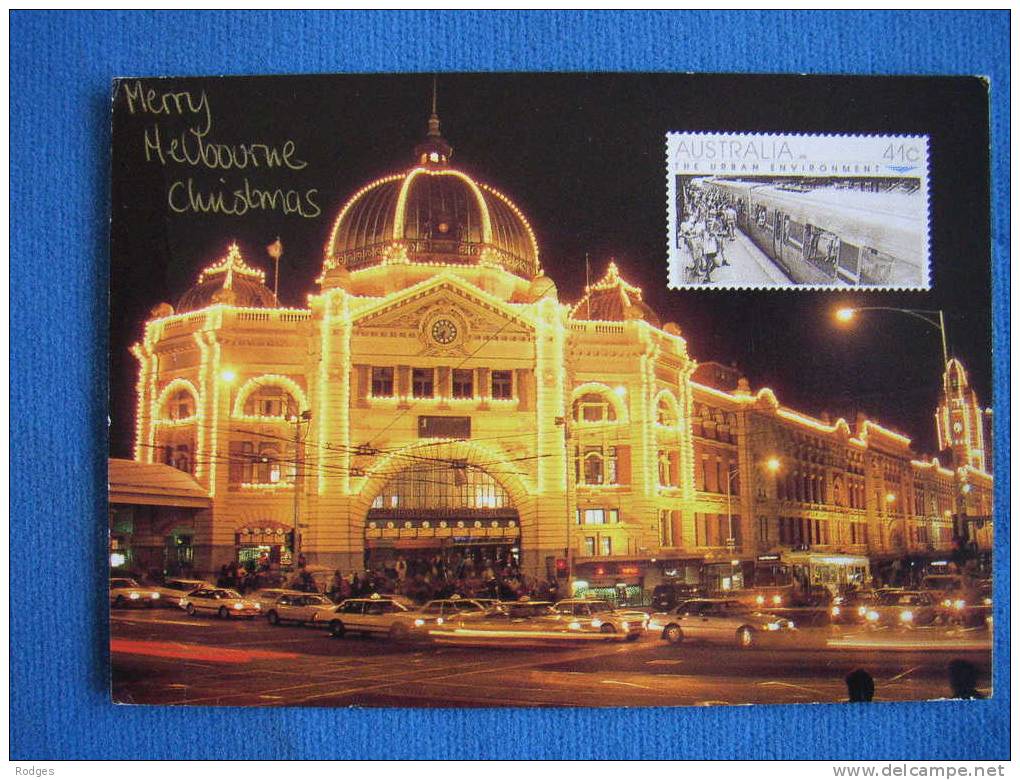 AUS ; Cpm Melboune , Merry Chrismas , Flinder's Street Station , (121) - Melbourne