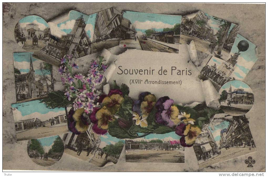 SOUVENIR DE PARIS  MULTICARTES RUES GARE - Paris (17)