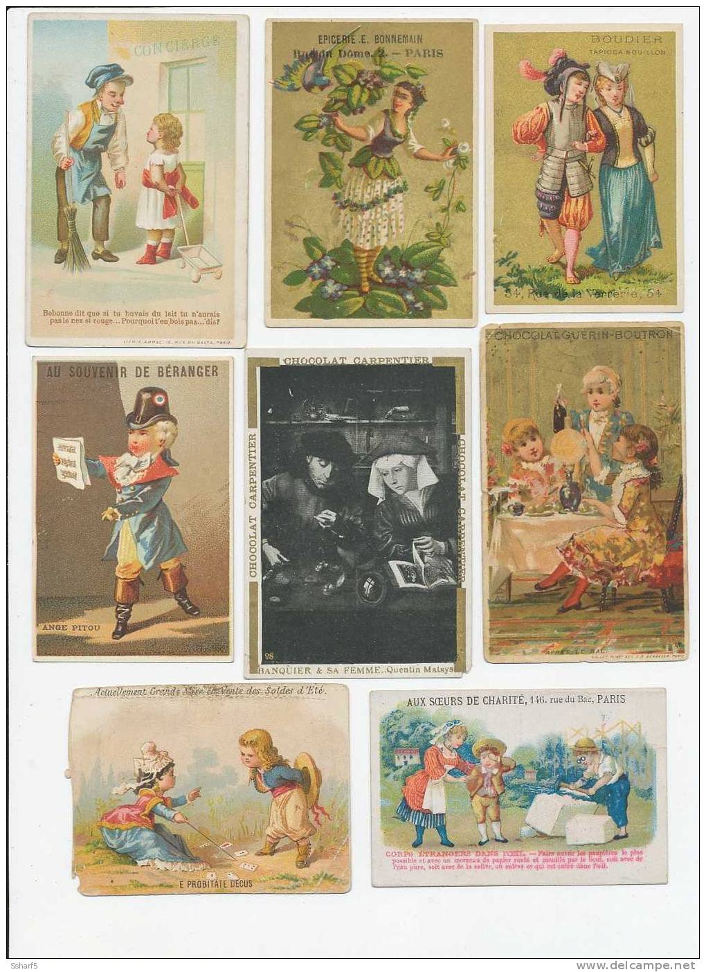 C) 8 Chromos Chocolats Vêtements Lait Etc. Années 1880 - Sonstige & Ohne Zuordnung