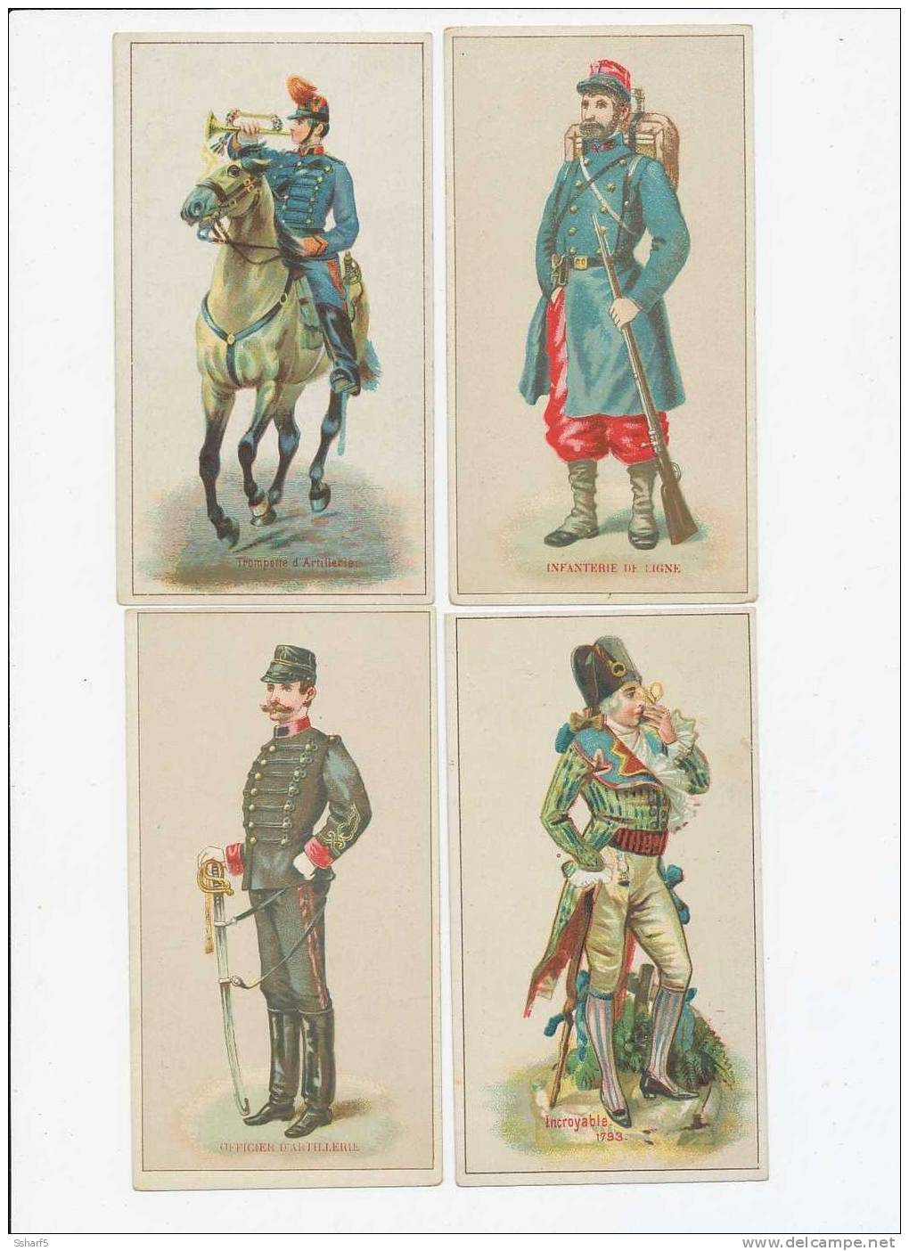 H) 16 Chromos UNIFORMES MILITAIRES Publicité Chaussures Châlons-sur Saone Années 1880 - Autres & Non Classés